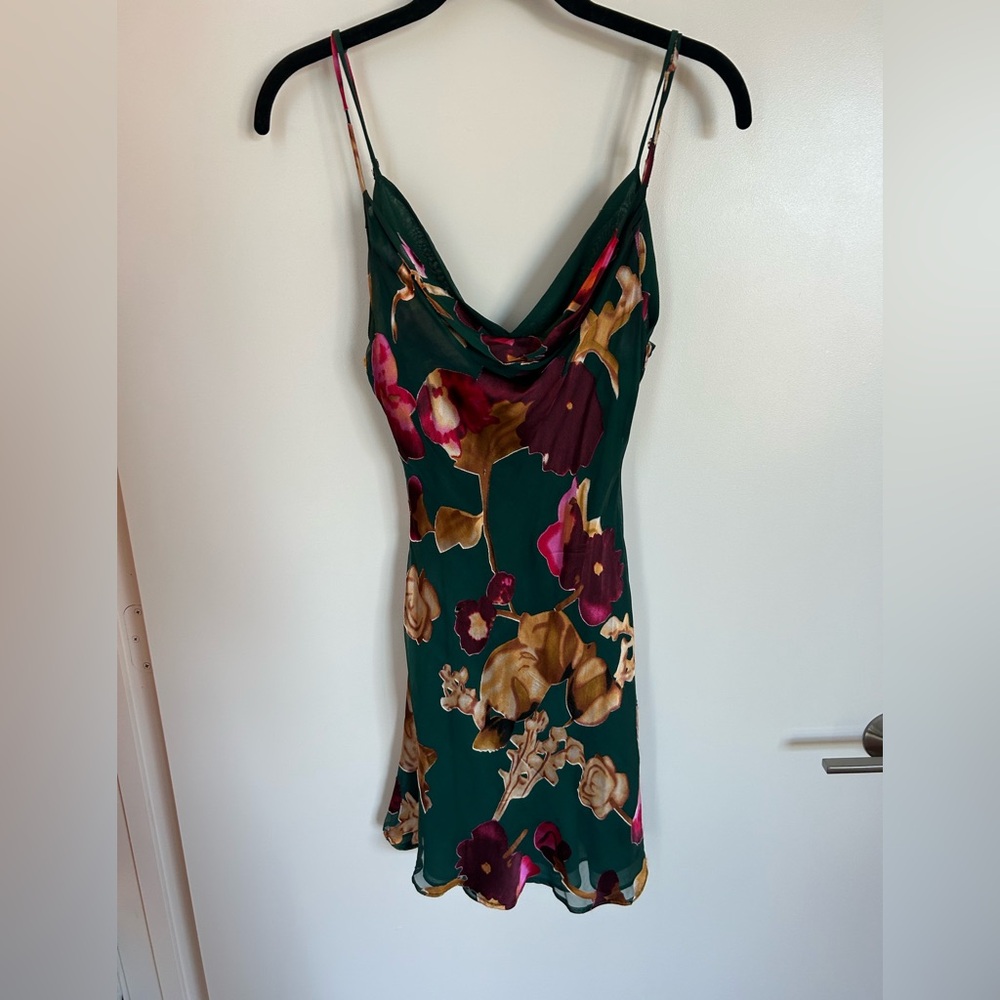 Rat & Boa Mini 100% Floral Silk Dress in Green - Picture 2 of 6